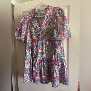 Pink Blossom V Floral Shift Dress